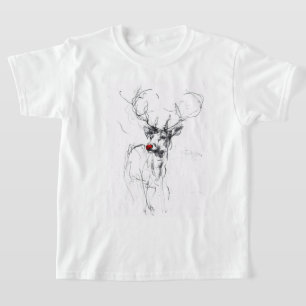 Delicate Red-Nosed Rudolf Portrait T-Shirt