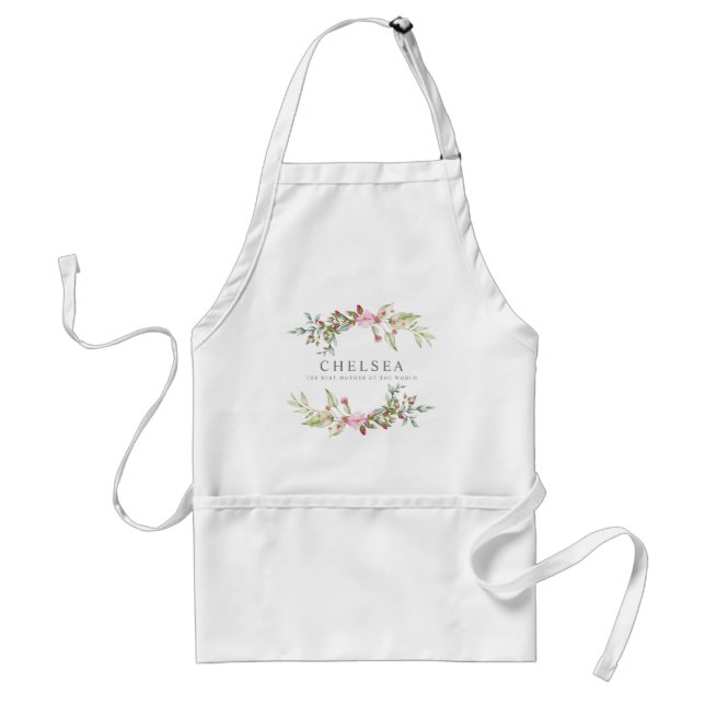 Delicate & Romantic Floral Wreath in Pink for Her Standard Apron (Front)
