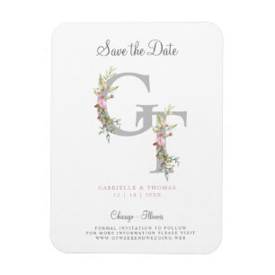 Delicate & Romantic Initial with a Floral Garland Magnet