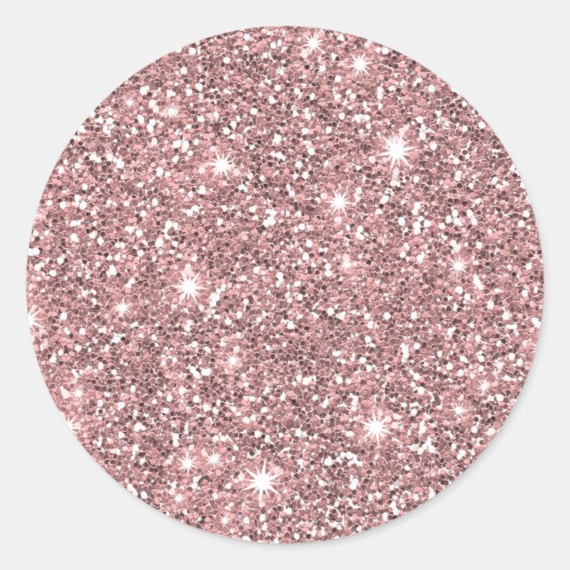 Delicate Rose Elegant Glamourous Faux Glitter Classic Round Sticker (Front)