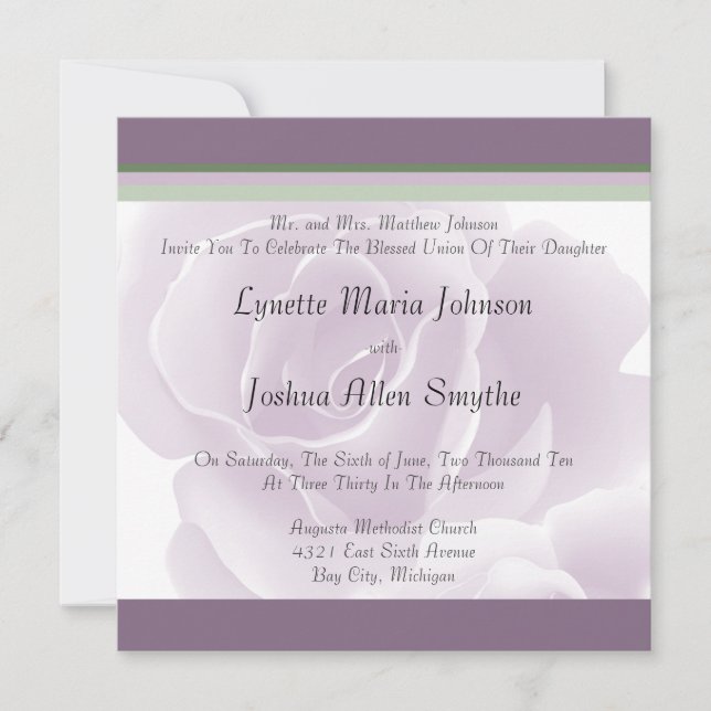 Delicate Rose Fresh Floral Wedding Invitations (Front)