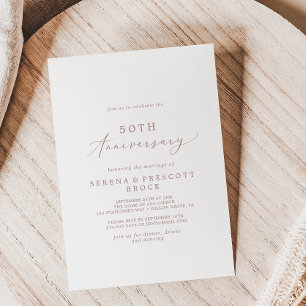 Delicate Rose Gold 50th Wedding Anniversary Invitation