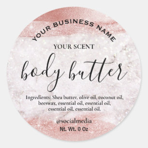 Delicate Rose Gold Body Butter Labels