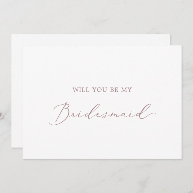 Delicate Rose Gold Bridesmaid Proposal Card (Front/Back)
