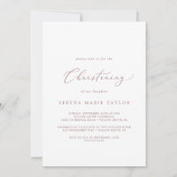 Delicate Rose Gold Calligraphy Christening