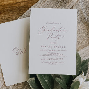 Delicate Rose Gold Calligraphy Graduation Party Invitation