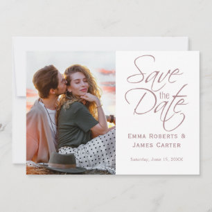 Delicate Rose Gold Calligraphy Photo Save The Date
