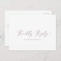 Delicate Rose Gold Calligraphy Song RSVP Postcard
