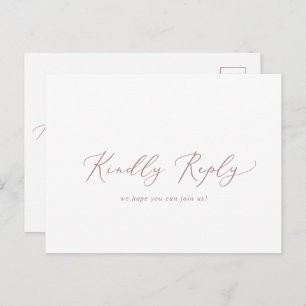 Delicate Rose Gold Calligraphy Song RSVP Postcard