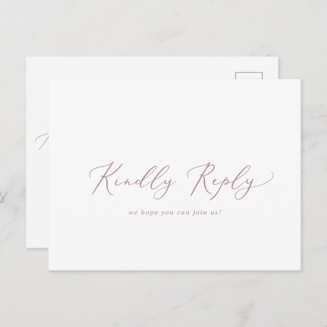 Delicate Rose Gold Calligraphy Song RSVP Postcard (Front/Back)