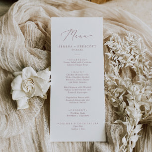 Delicate Rose Gold Calligraphy Wedding Dinner Menu