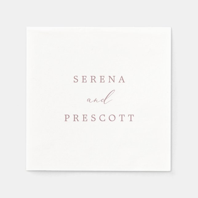 Delicate Rose Gold Calligraphy Wedding Napkin (Front)