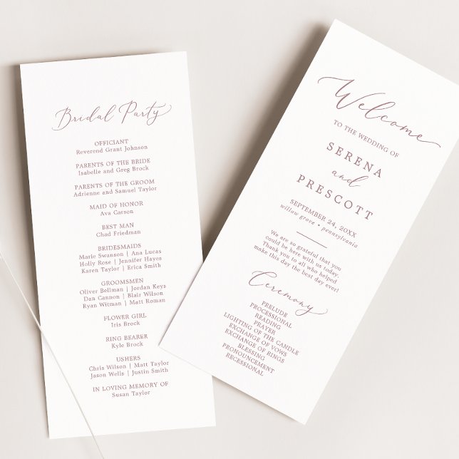 Delicate Rose Gold Calligraphy Wedding Program (Creator Uploaded)