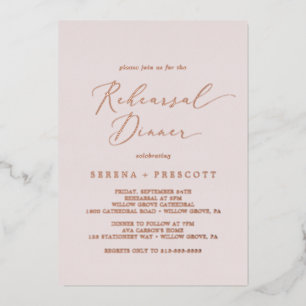 Delicate Rose Gold Foil   Blush Rehearsal Dinner