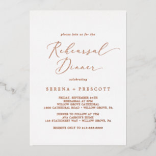 Delicate Rose Gold Foil Rehearsal Dinner