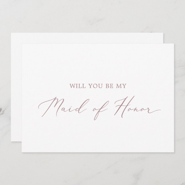 Delicate Rose Gold Maid of Honour Proposal Card (Front/Back)