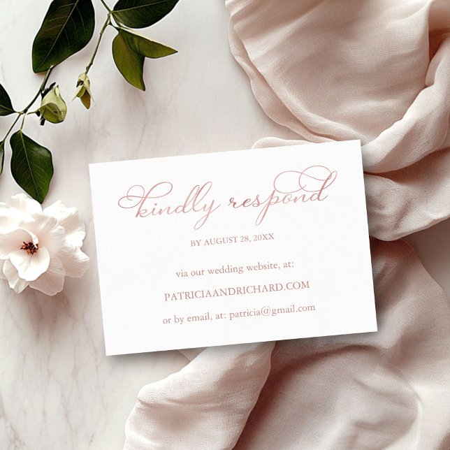 Delicate Rose Gold Script Online Wedding RSVP Card (Creator Uploaded)