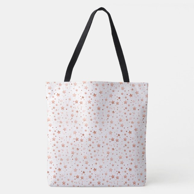 Delicate Rose Gold Stars Large Shoulder Tote (Front)