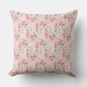Delicate Rose Pink Floral Pattern Design Cushion
