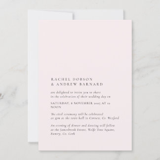 Delicate Rose Soft Blush Romantic Pale Pink Simple Invitation