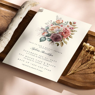 Delicate Rose Watercolor Bridal Shower Invitation