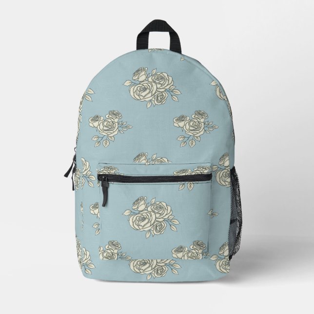 Delicate roses printed backpack (Front)