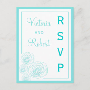 Delicate Roses RSVP Postcard, Turquoise Invitation Postcard