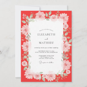 Delicate Scarlet Painted Petal Wedding Invitation