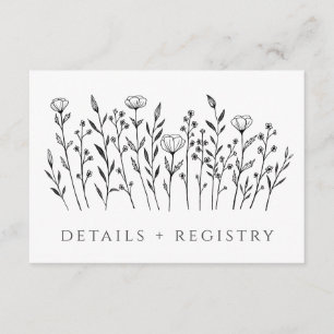 Delicate Scattered Wildflowers Bridal Shower Enclosure Card