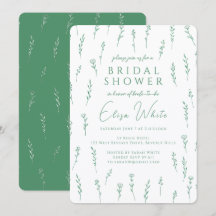 Delicate Scattered Wildflowers Green Bridal Shower