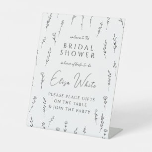 Delicate Scattered Wildflowers Simpl Bridal Shower Pedestal Sign