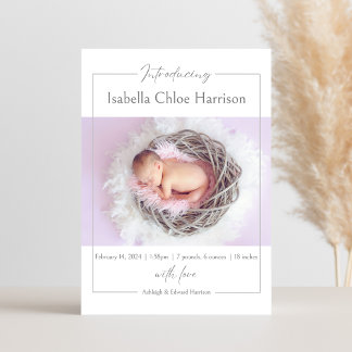 Delicate Script Baby Girl Birth Announcement Card