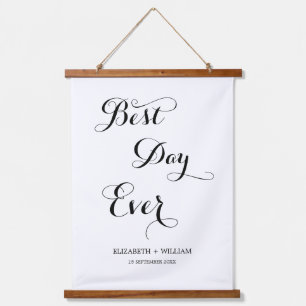 Delicate Script Best Day Ever Wedding Gift Hanging Tapestry