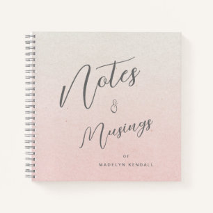 Delicate Script Gradient Pink Personalised Notebook