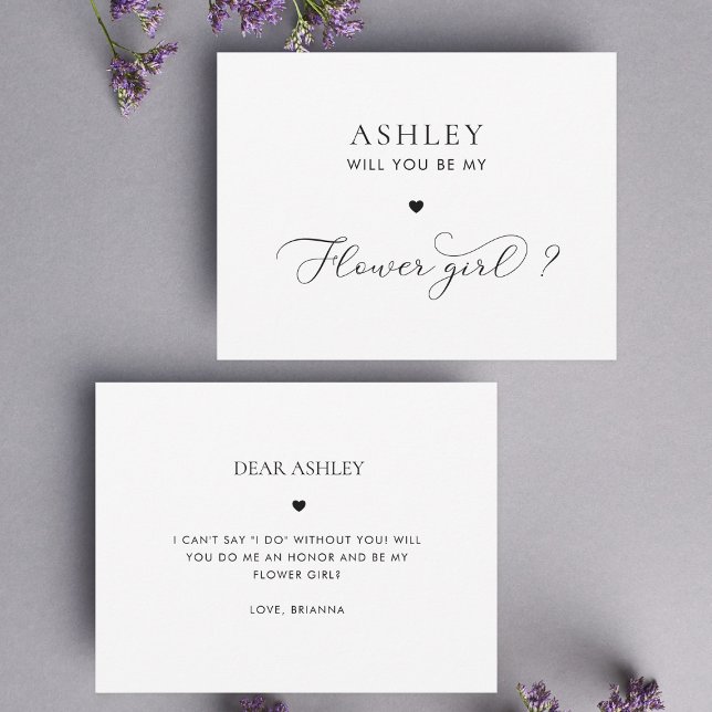Delicate Script & Heart Flower Girl Proposal Card (Creator Uploaded)