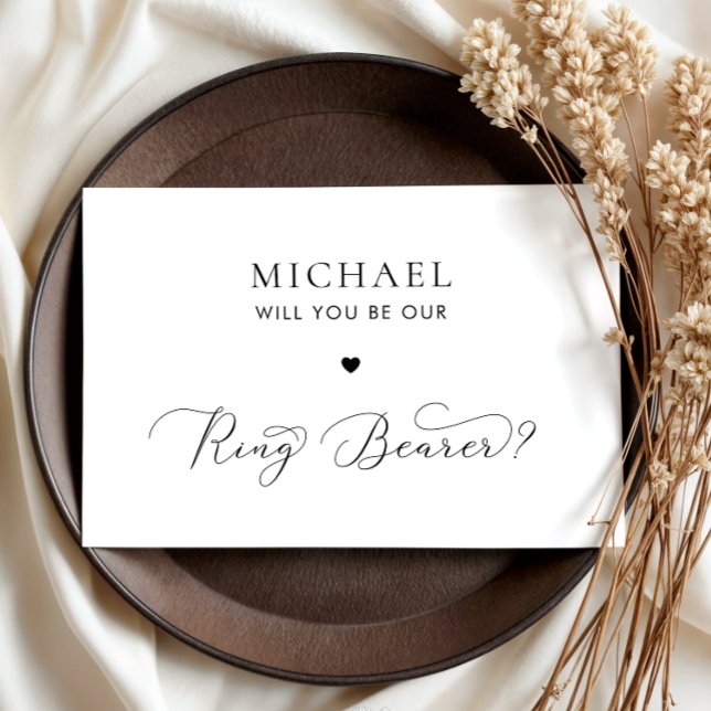 Delicate Script & Heart Ring Bearer Proposal Card (Creator Uploaded)