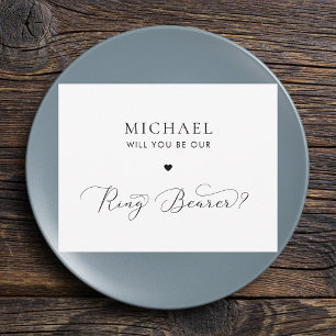 Delicate Script & Heart Ring Bearer Proposal Card