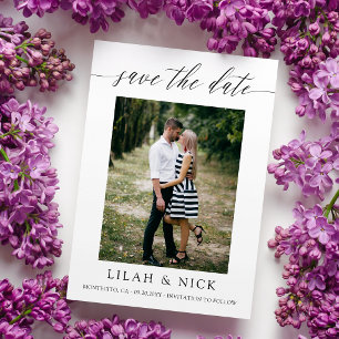 Delicate Script Minimalist Photo Wedding Save The Date
