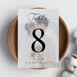 Delicate Script White Fade Photo Monogram Wedding Table Number<br><div class="desc">This elegant table number would be a great addition to your wedding celebration. Easily add your own details by clicking on the "personalise" option. 🌸 PLEASE NOTE: The size of this card is 3.5" x 5". If you’d like a larger size, please contact me before 💖 making your purchase. 📨...</div>