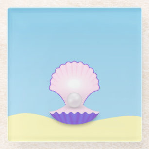 Delicate Seashell Glass Coaster