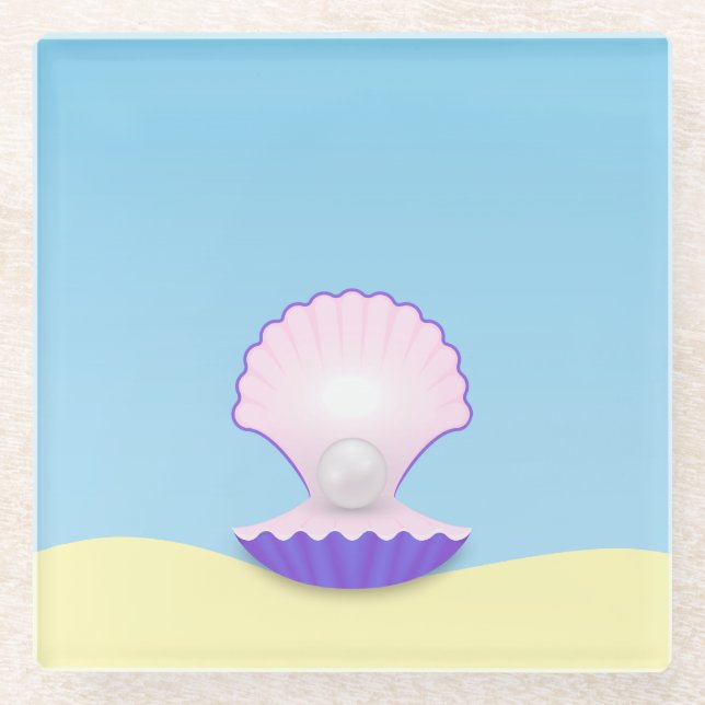 Delicate Seashell Glass Coaster (Front)