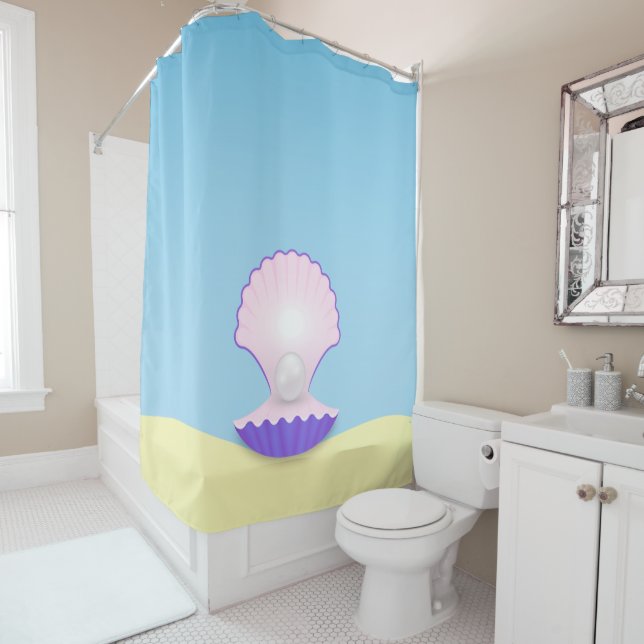 Delicate Seashell Shower Curtain (In Situ)