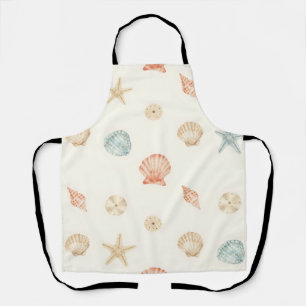 Delicate Seashells Seamless Pattern Apron