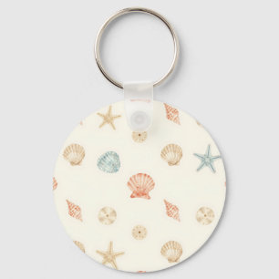 Delicate Seashells Seamless Pattern Key Ring