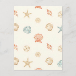 Delicate Seashells Seamless Pattern Postcard