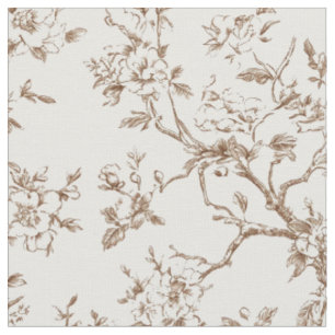 Delicate Sepia Floral Branches Fabric