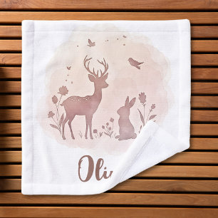 Delicate Silhouettes of Woodland Animals Wash Cloth