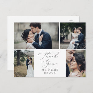 Delicate Silver 4 Photo Template Thank You Postcard