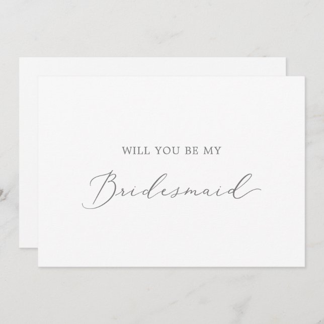 Delicate Silver Bridesmaid Proposal Card (Front/Back)