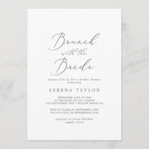 Delicate Silver Brunch with Bride Bridal Shower Invitation